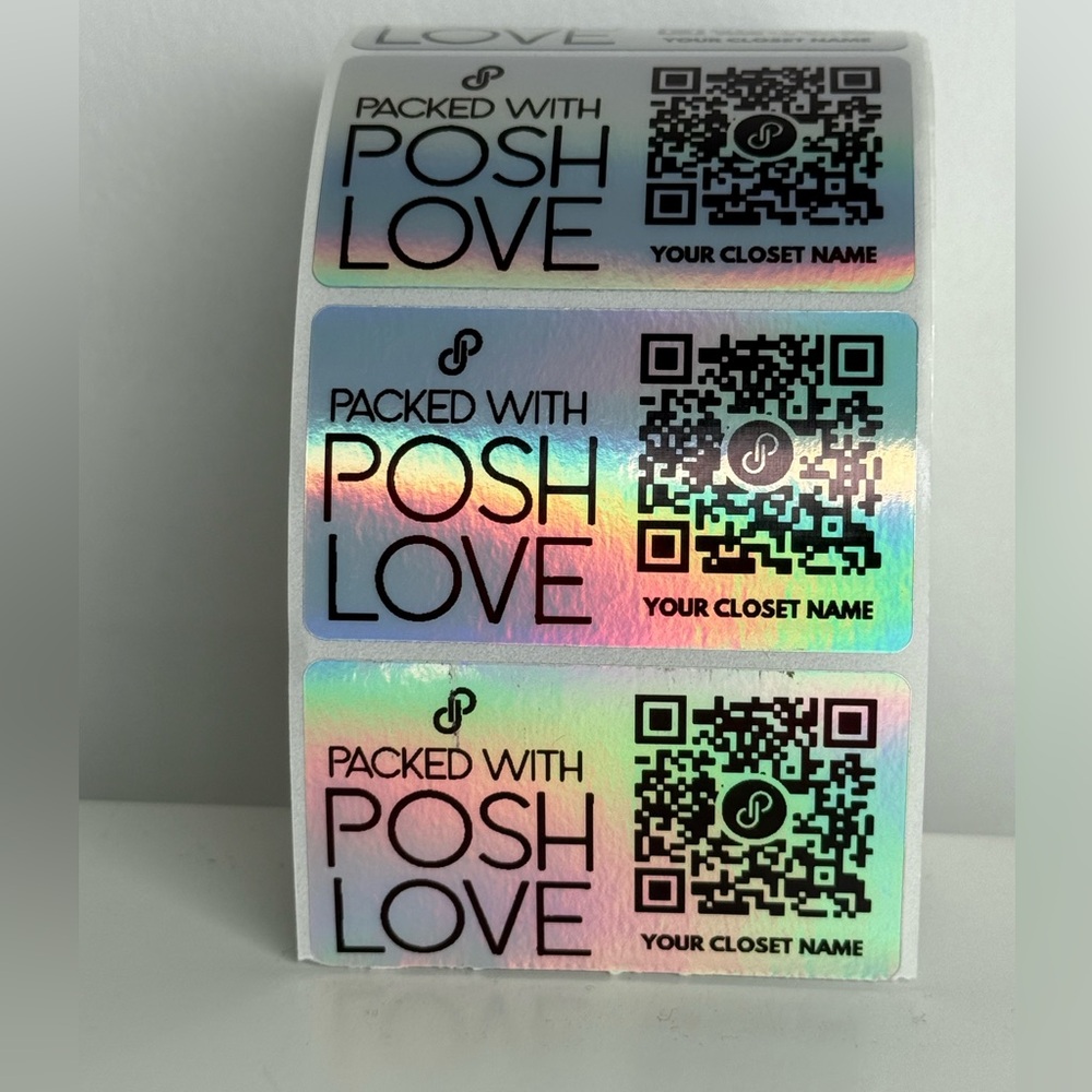 100 Custome 2.25" Stickers w/ Your Poshmark QR Code packed with posh love - Picture 4 of 4